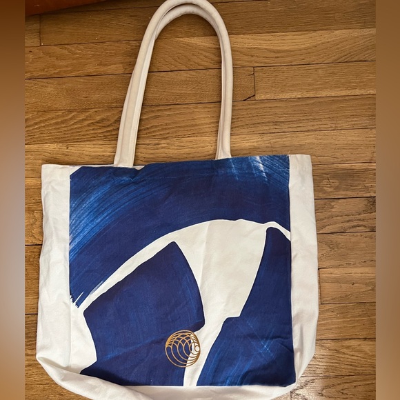 Augustinus Bader x Tiffany Bouelle EUC tote canvas shoulder bag blue white - Picture 2 of 10